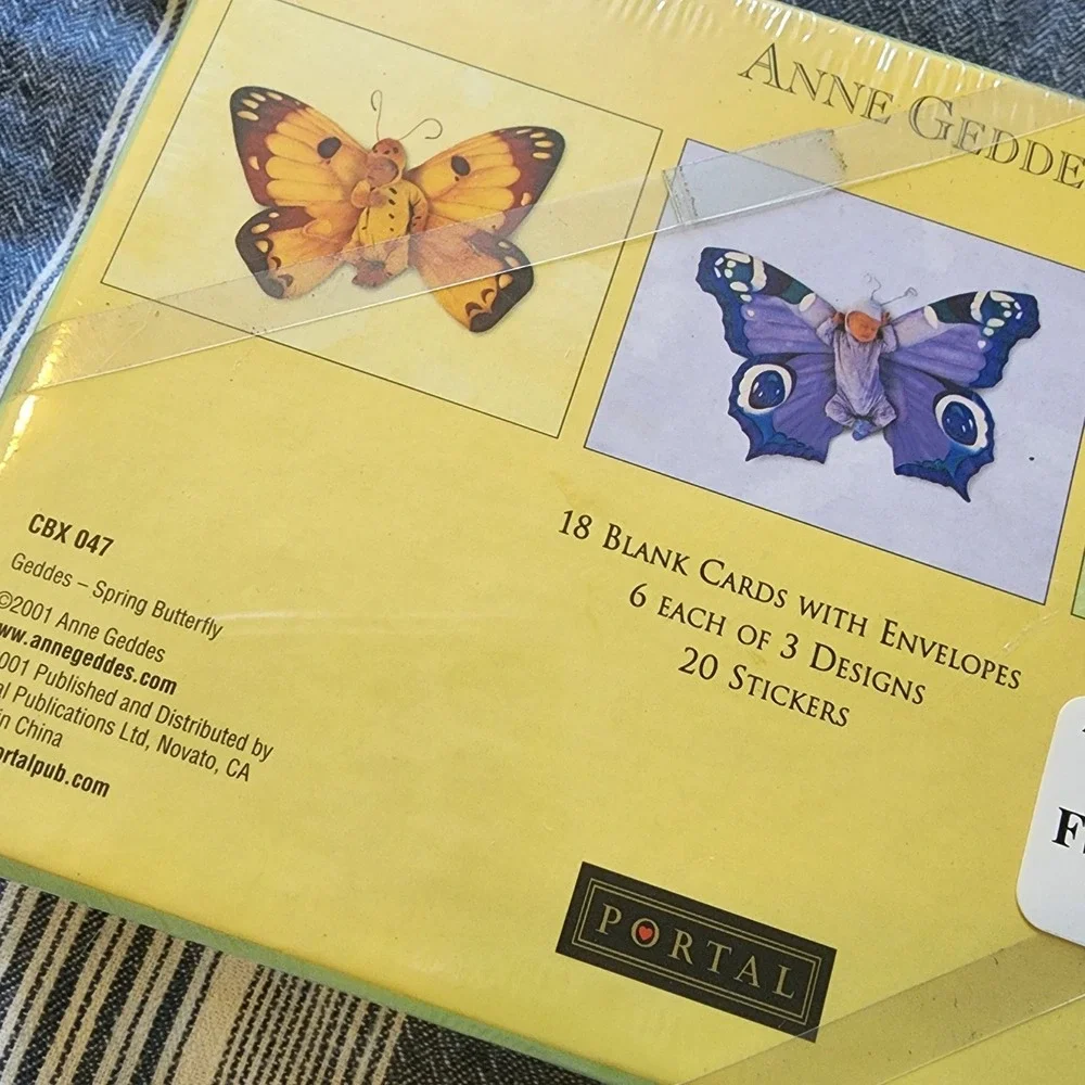 Anne‎ Geddes Blank Cards Spring Butterfly 18 Card Set Stickers Envelopes Sealed